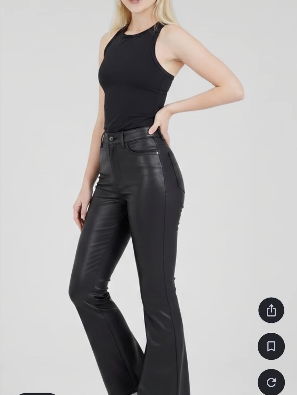 Old Navy Black Faux Leather flare pants size 4